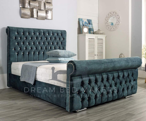 Fleur Upholstered Sleigh Bed Frame