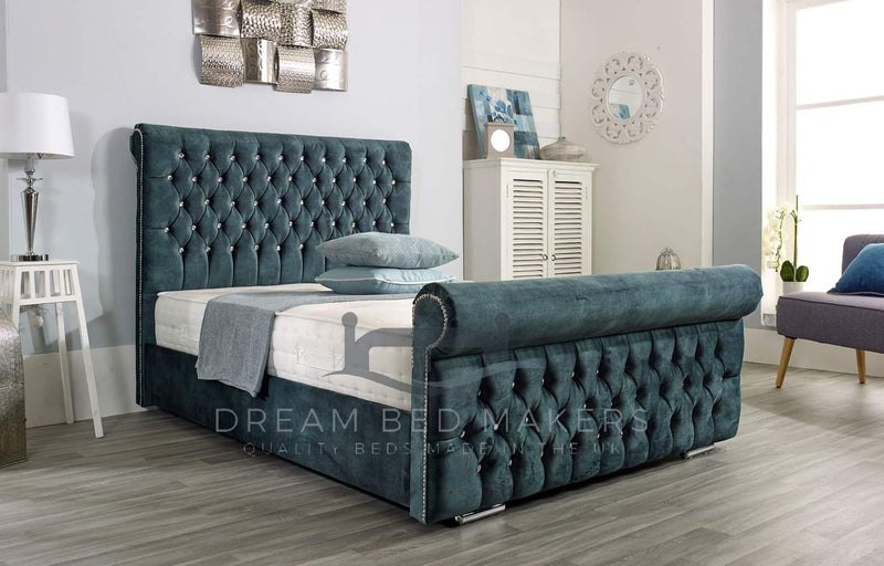 Fleur Upholstered Sleigh Bed Frame